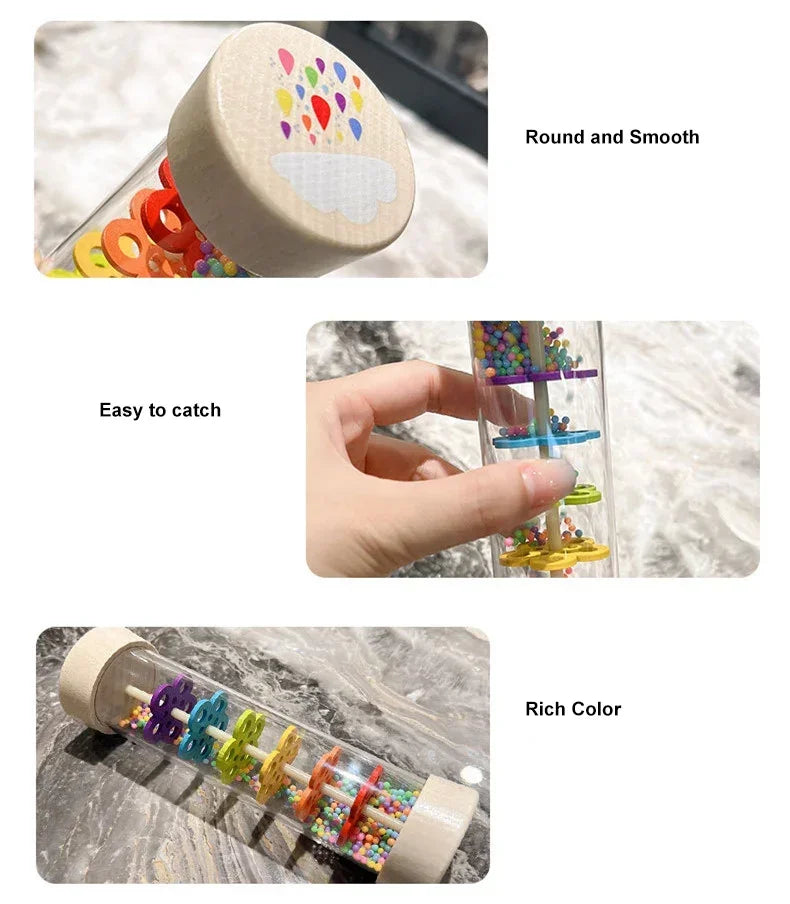 Baby Wooden Rain Sound Pipe Simulation Rain Sound Wooden Toy Gift Hourglass Fun Music Shaker Early Education Enlightenment Toy