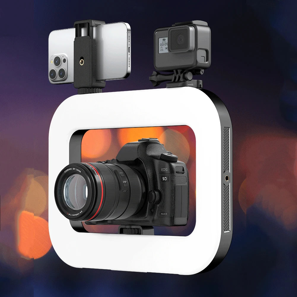 LED Phone Light Light Cell Phone Handheld Stabilizer W/ Ring Light for Camera Smartphone YouTube