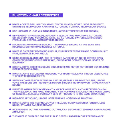 KATELEIYU UHF High end karaoke stage performance, wedding family KTV, party professional 8-channel wireless microphone system