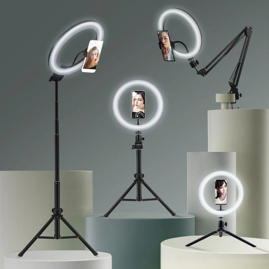 Anneau lumineux LED circulaire avec support pour téléphone, éclairage de studio, lampe pour caméra photo et vidéo YouTube, prise de vue Vlog et selfie
