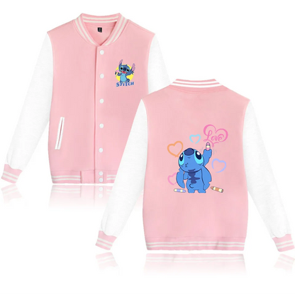 Veste de baseball Lilo Stitchou pour hommes et femmes, style hip-hop, Harajuku, streetwear, pour enfants, garçons et filles, manteaux amples pour l'université
