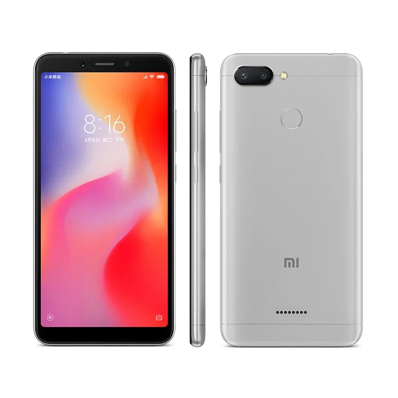 Original Xiaomi Redmi 6 4GB 64GB 13000mAh 6.6 inch celular googleplay Fingerprint Octa-core Global Rom 4G Smartphone