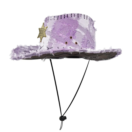 Chapeaux de Cowboy occidentaux rétro SHERIFF, sangle de menton réglable, Protection solaire, voyage, Vintage, plein air, tendance, Streetwear