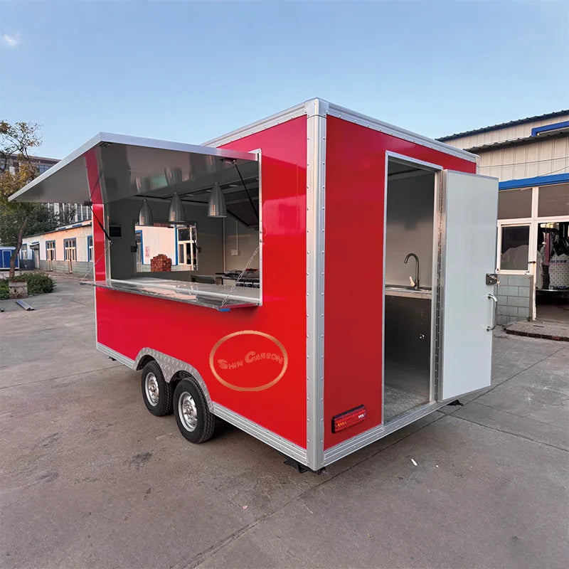 Outdoor Food Trailer with Well-Equipped Interior Space Practical Mobile Kitchen for Catering Events