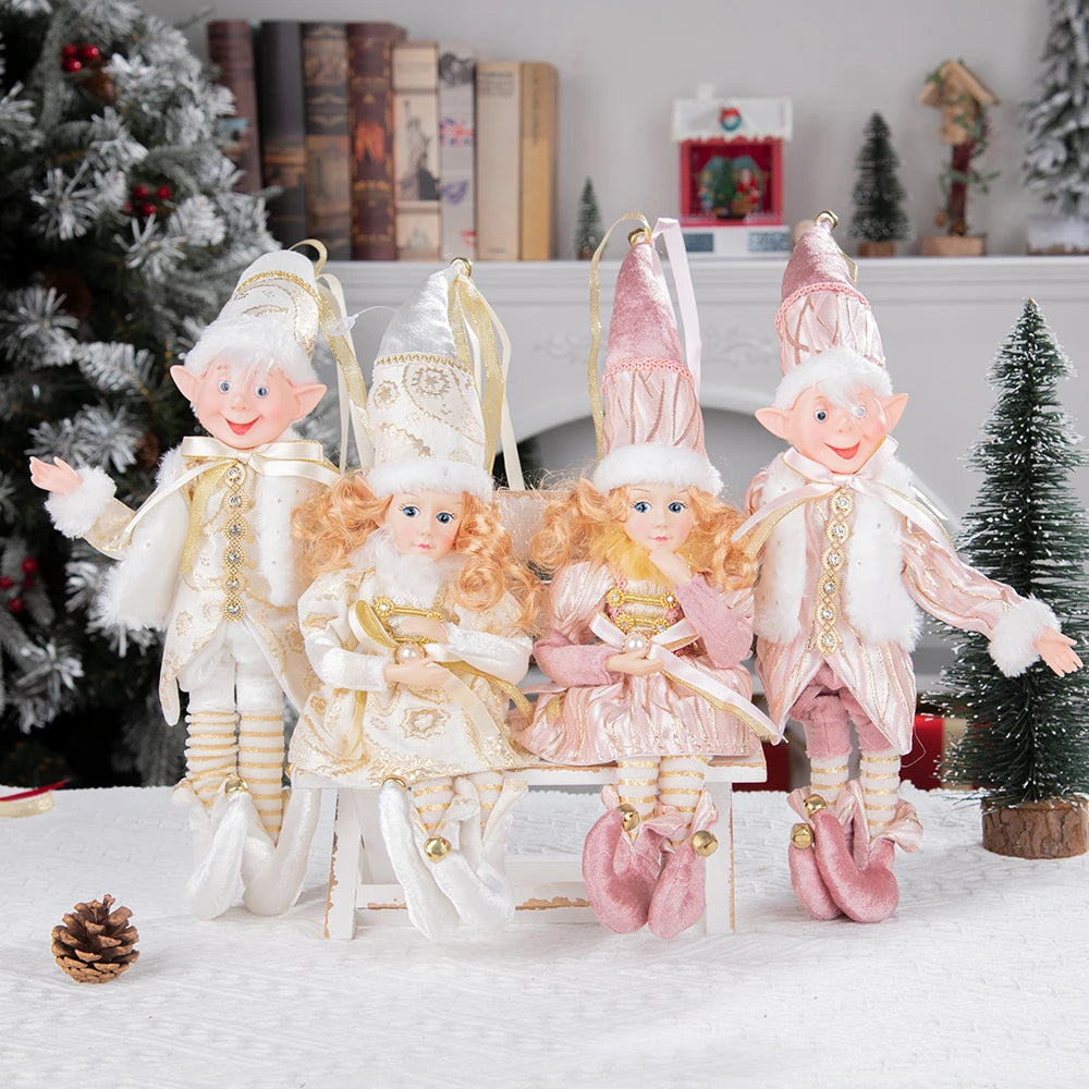 1 Pair Christmas Tree Decorations Cute Angel Doll Girl Pendant Navidad 2024 New Year Christmas Tree Ornaments Xmas Gift For Kids