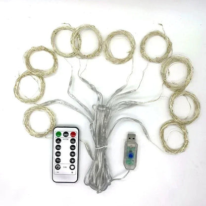 Guirlande de rideaux Led pour fenêtre, 4/6M/8 modes, alimentation USB, guirlande lumineuse féerique avec télécommande, nouvel an, décoration de noël