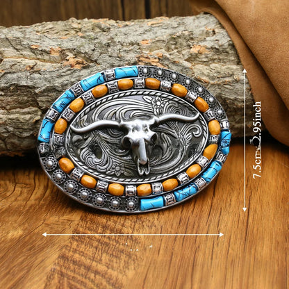 Ceinture ajustable en cuir style cowboy western, style punk, estampage en alliage, boucle de ceinture rétro américaine pour homme, accessoire de mode