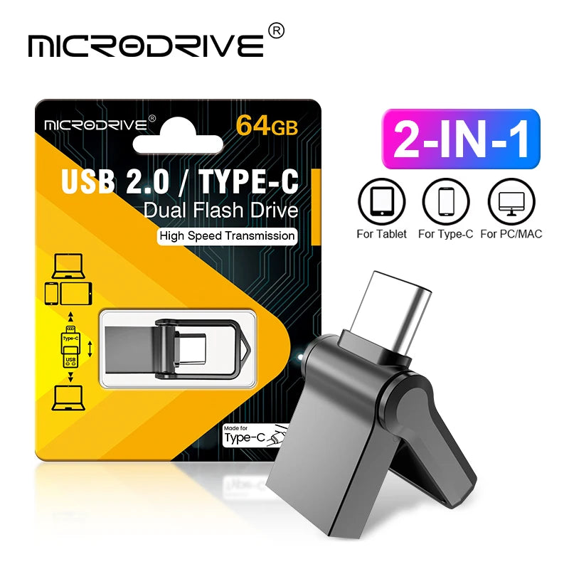 Type C USB2.0 Flash Drives Mini Metal Pen Ultra Dual Memory Stick 16GB 32GB 64GB 128GB Thumb Creative Business Gifts