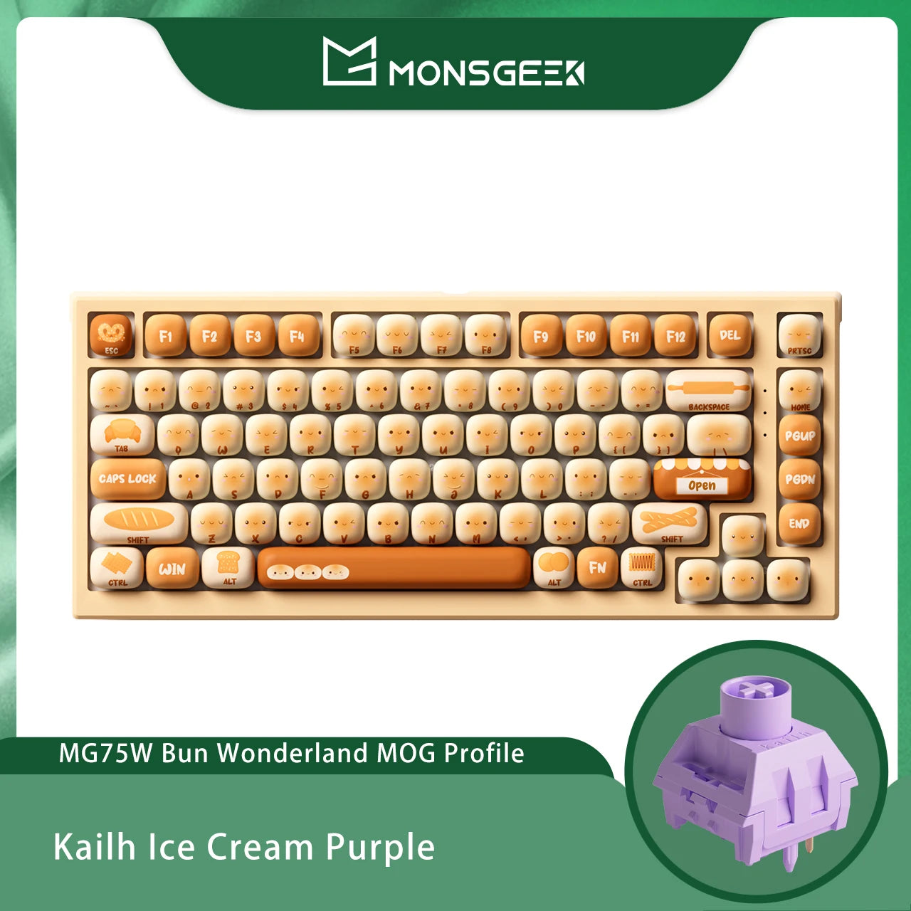 Akko MonsGeek MG75W Bun Wonderland Mechanical Keyboard 75% 83 Keys Hot Swap USB Type-C/2.4G Wireless Dual-mode Gaming Keyboard