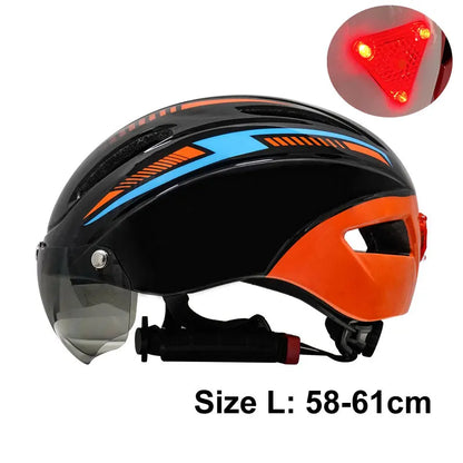 Casque de vélo avec lumière LED pour hommes et femmes, casque de vélo à lentille magnétique, route, montagne, équitation, sports de vélo, planche à roulettes, scooter