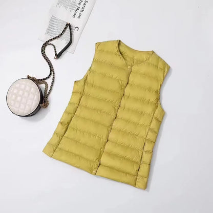 Doudoune sans manches pour femme, nouvelle collection printemps-hiver 2025, 90 % duvet de canard blanc, ultra légère, pliable, chaude, doublure en duvet