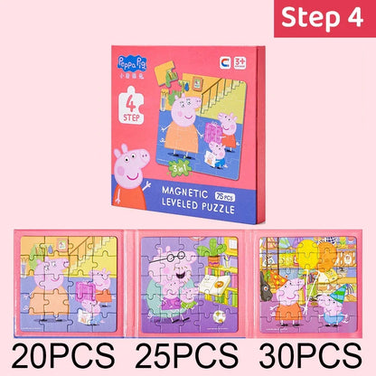 Kawaii Peppa Pig Magnetic Puzzle Children Cute Cartoon Anime Baby Early Education Advanced Magnetic Puzzle Books Toy Girls Gifts
