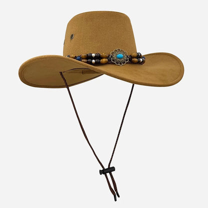 Chapeau de cowboy style western pour homme et femme, style rétro, à larges bords, style cowgirl, jazz, pour les fêtes, le cosplay