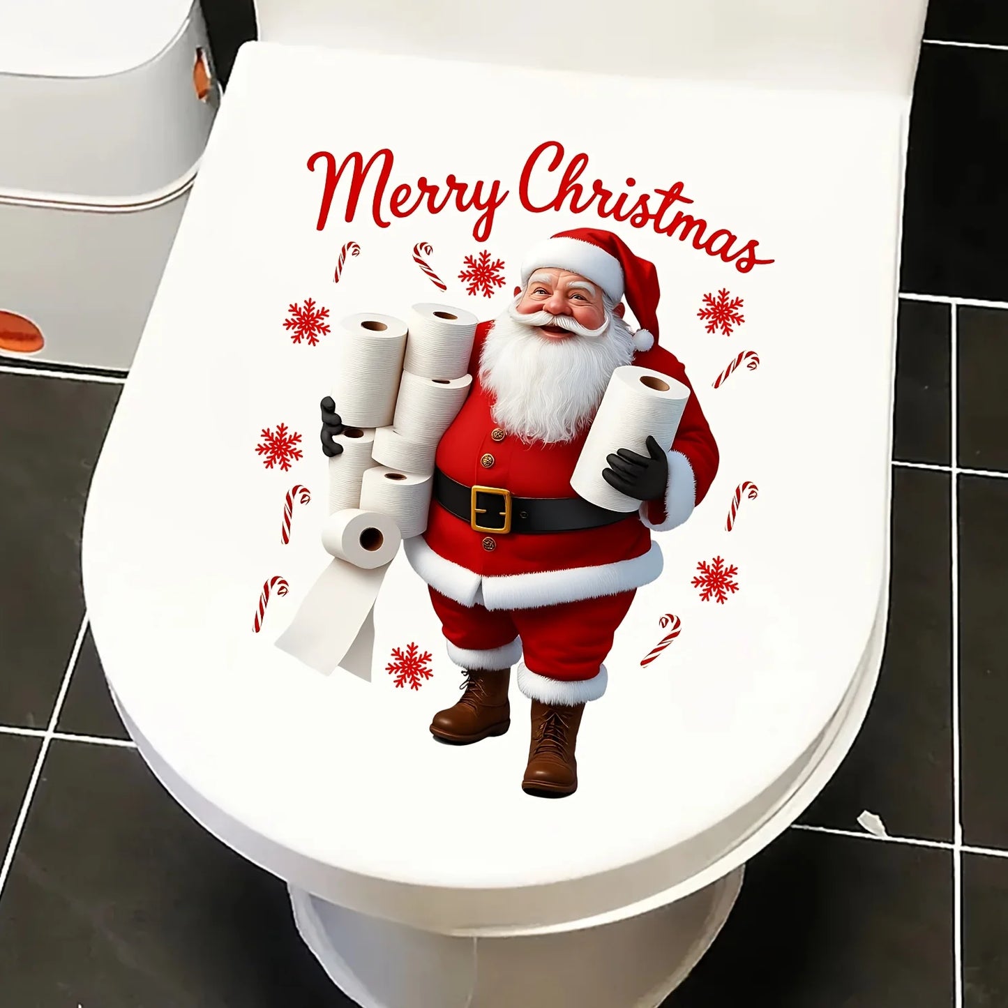 1 feuilles joyeux noël Santa toilette autocollants amovibles PVC pour la décoration intérieure toilette décalcomanie Navidad Natal nouvel an décors cadeau 2026
