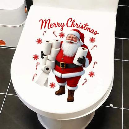 1 feuilles joyeux noël Santa toilette autocollants amovibles PVC pour la décoration intérieure toilette décalcomanie Navidad Natal nouvel an décors cadeau 2026