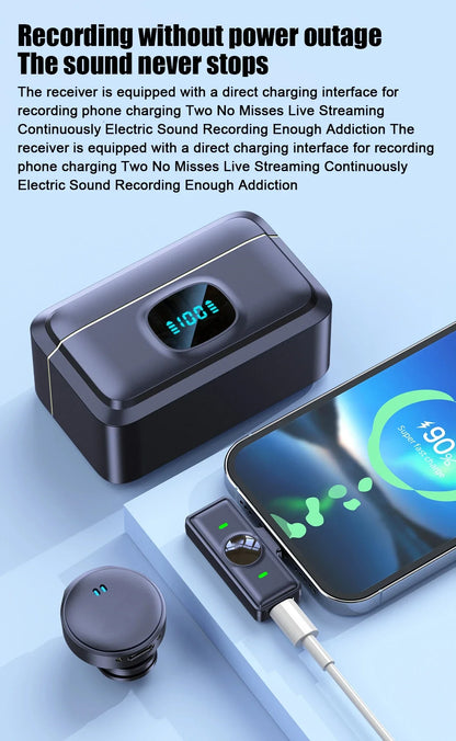 Microphone Lavalier 2.4GHz, sans fil, à aspiration magnétique, avec étui de chargement, pour enregistrement vidéo, Plug and Play