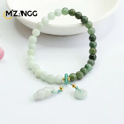Bracelet en jadéite authentique, dégradé bicolore, boucle de paix, cordon en jade, délicat, tendance, bijoux avancés, cadeaux pour filles