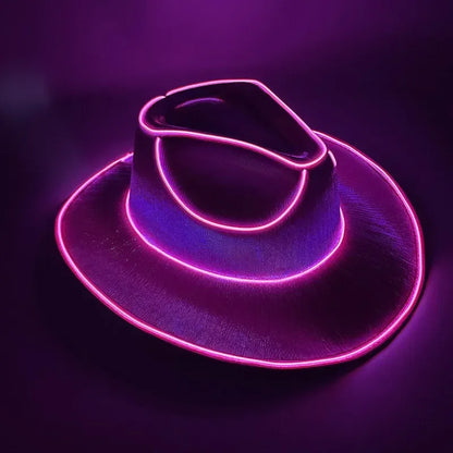 Glowing Light Bar Cap Wireless Disco Luminous Led Flashing Neon Western Cowboy Hat Bachelorette Party Supplies Bride Cowgirl Hat