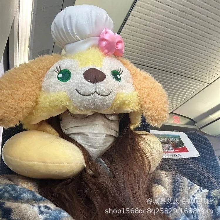 Cartoon plush Stitch Ling Nabelle U-shaped pillow with hooded neck pillow travel car plane office nap artifact girl gifts