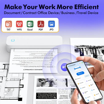 Portable A4 thermal printer Inkless Bluetooth Tattoo Stencil Printer Compatible with iOS Android&Laptop for Office Car Home