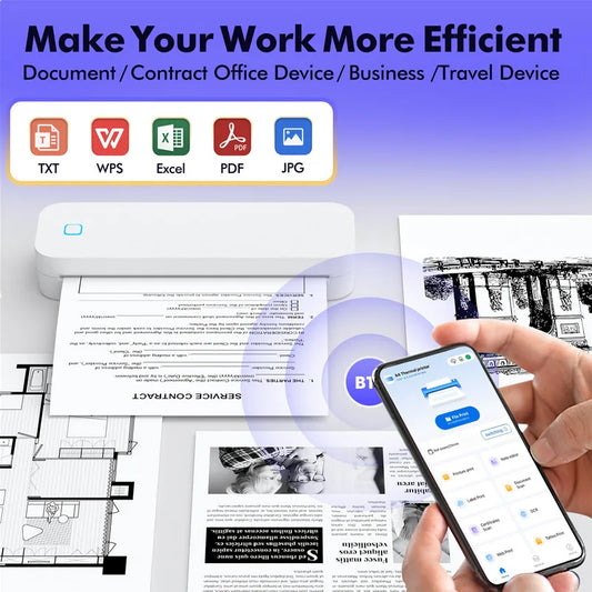 Portable A4 thermal printer Inkless Bluetooth Tattoo Stencil Printer Compatible with iOS Android&Laptop for Office Car Home