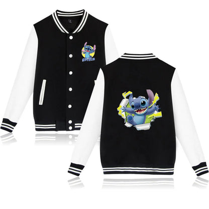 Veste de baseball Lilo Stitchou pour hommes et femmes, style hip-hop, Harajuku, streetwear, pour enfants, garçons et filles, manteaux amples pour l'université