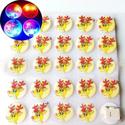25pcs Party Love LED Flashing Brooch Pin Cartoon Light up Glow Badge Gift Cosplay Navidad Wedding Festival Halloween Christmas