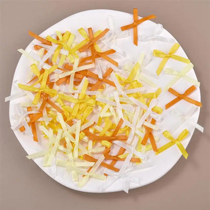 100Pcs 3mm Ribbons Mini Satin Ribbons Flowers Bows Ties Christmas Bowknot For DIY Craft Scrapbooking Embellishment Accessories