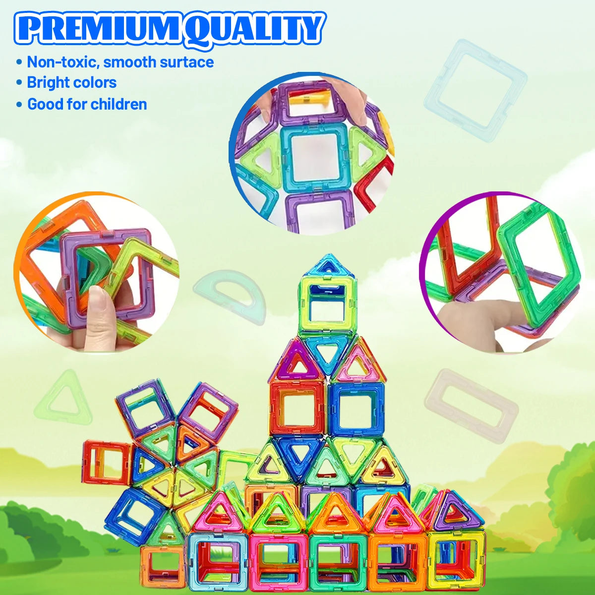 Blocs de construction magnétiques de taille moyenne, jeu de construction magnétique à monter soi-même, jeu de construction pour enfants, cadeau pour enfants, jouet cadeau d'anniversaire ou d'Halloween