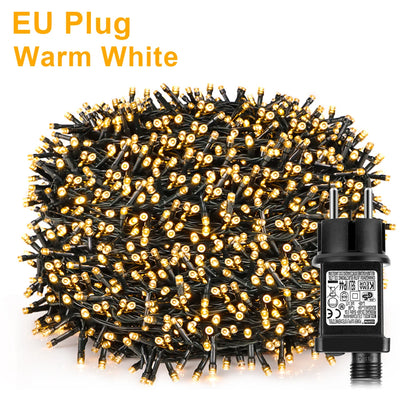 Energy Saving LED Outdoor Garden String Lights 10M 20M 30M 50M 100M Solar/EU/US Plug Charging LED Christmas Lawn Luminous Lamp
