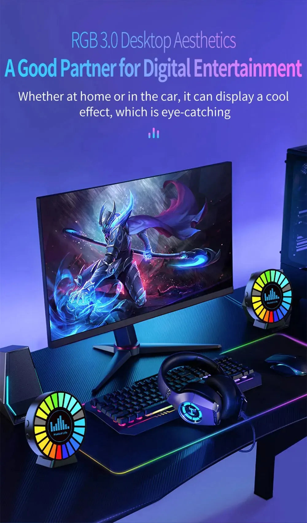 Led Music Sound Control Pickup Light Rhythm Lamp RGB Car Ambient Light Adjustabl Automotivo Strip For Automobiles Family Party