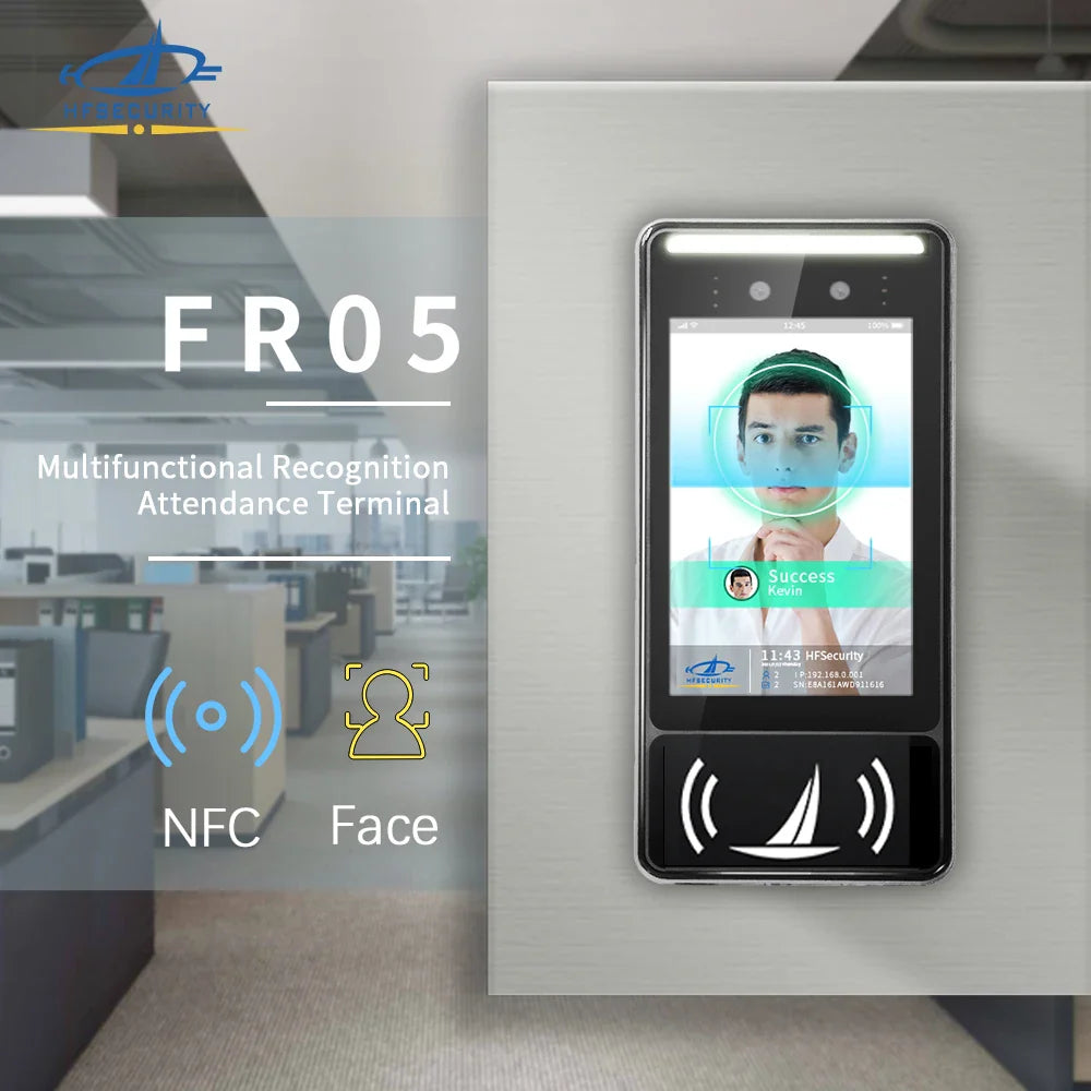 HFSecurity FR05 5 ''Android accès par empreinte digitale reconnaissance faciale temps de présence Machine système de contrôle d'accès de porte