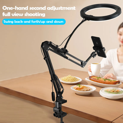 LED Phone live streaming Fill Light with Flexible Robotic Arm Phone Holder Fixed Shooting Recording Live Streaming Selfie Stick