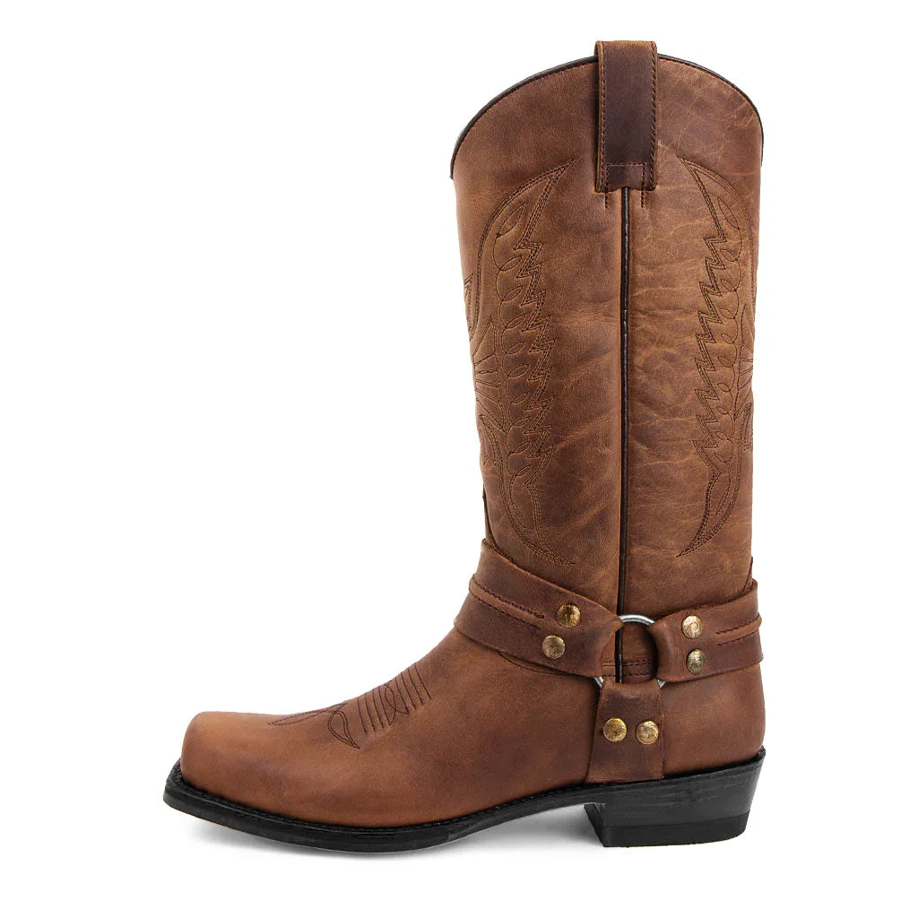 Bottes de cowboy western noires et marron en similicuir pour homme, chaussures d'hiver rétro brodées, mi-mollet, taille 48, nouvelle collection 2023