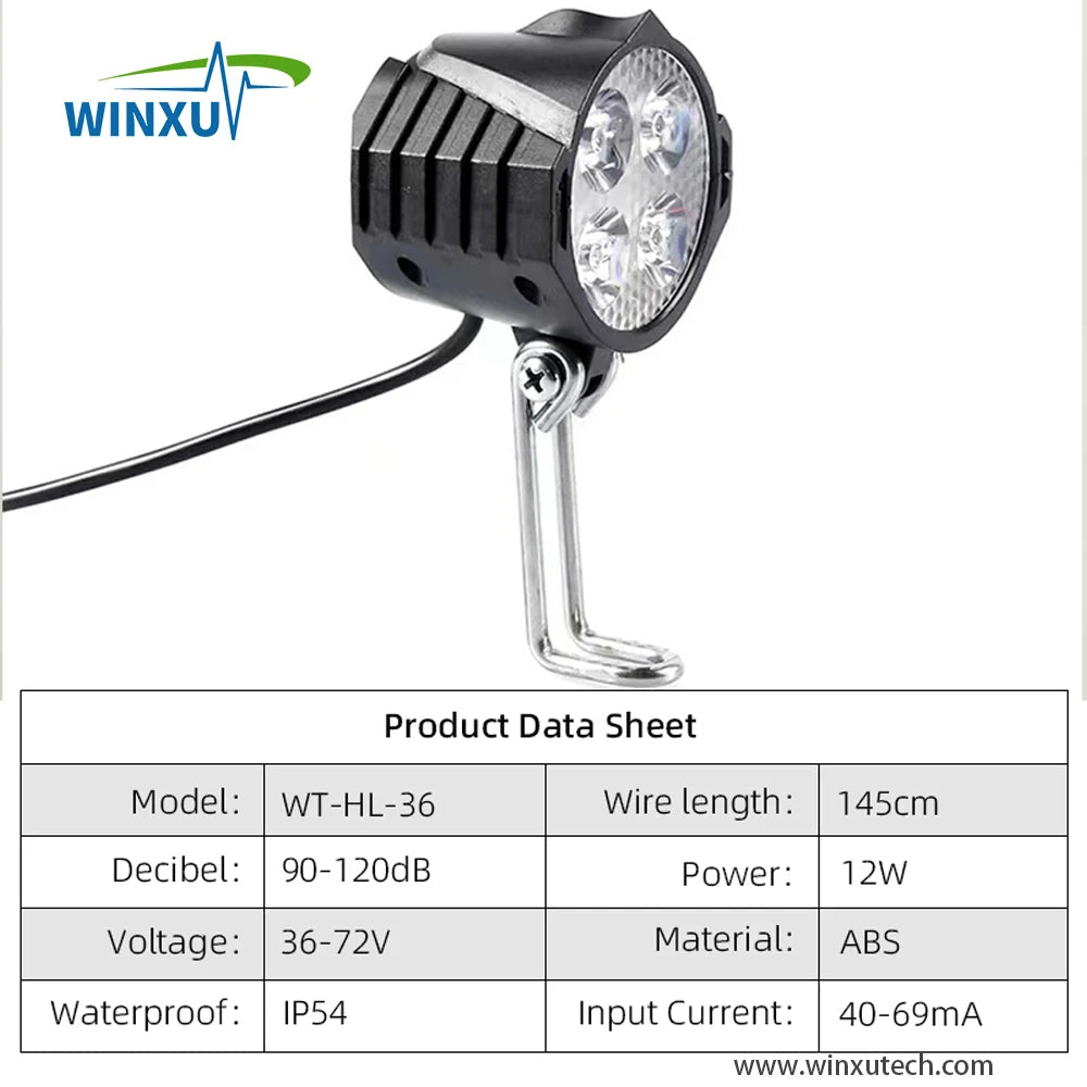 Feu arrière de phare de vélo électrique 36V 48V 60V, clignotant gauche droit, feu stop bas, interrupteur intégré, Kit universel pour vélo électrique