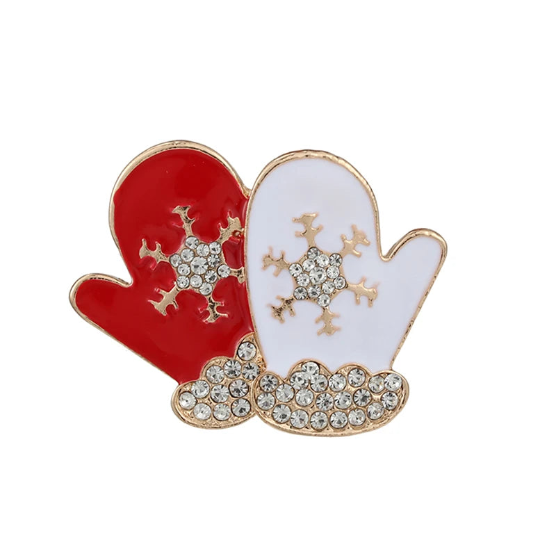 Broches de noël pour hommes et femmes, chapeau de père noël, gants, cloches, chaussettes, costume en strass, broches métalliques, Badges, cadeau du nouvel an, 2022