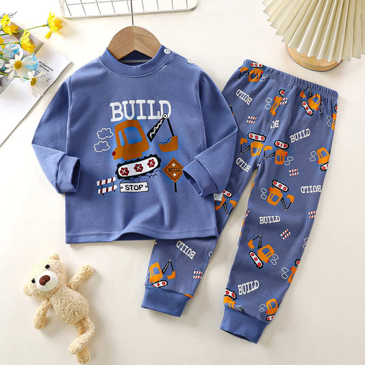 Autumn Winter Baby Pajamas Set – Long Sleeve Cotton Sleepwear for Boys Kids Homewear Outfit for Comfortable Sleeping