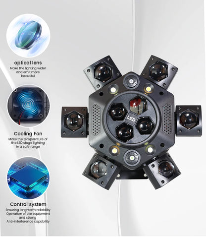 6 Arm LED Moving Head Lights RGBW 150W Lyre Beam Party Lights With Remote Sound DMX Disco DJ Stage Light for Karaoke Nightclub