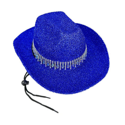 Women's Cowgirl Hat Stylish Rhinestone Design Sun Hat Wide Brim Western Cap for Party& Daily Life