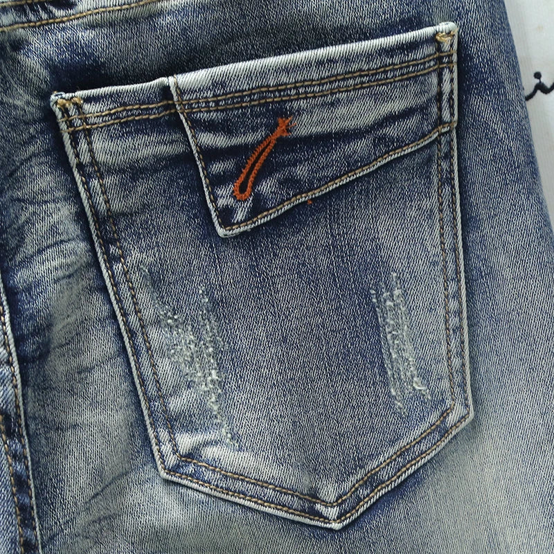 Jean rétro pour homme, slim, élastique, fermeture éclair, pantalon crayon skinny, style Harajuku, hip-hop, rock, moto, streetwear
