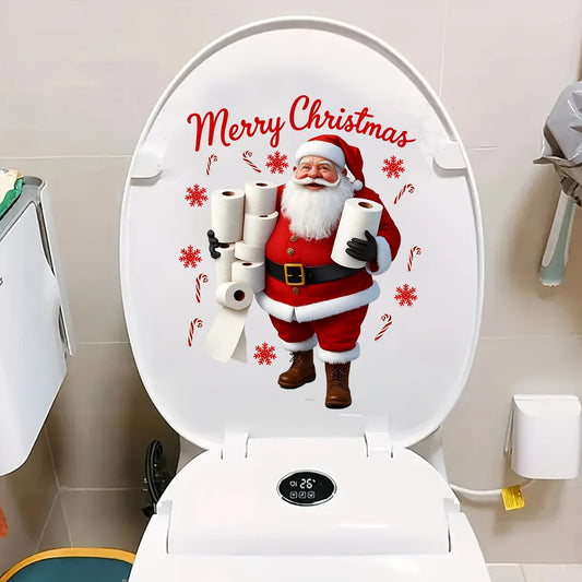1 feuilles joyeux noël Santa toilette autocollants amovibles PVC pour la décoration intérieure toilette décalcomanie Navidad Natal nouvel an décors cadeau 2026