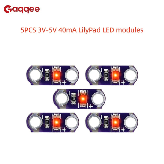 Module LED LilyPad 3V-5V 40mA, 5 pièces, Kit de bricolage, affichage LED Miniature jaune/vert/blanc/bleu/rouge