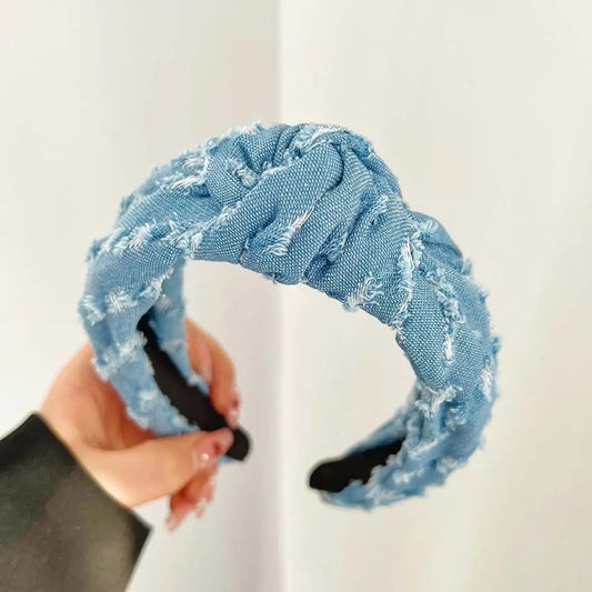 Denim tissu Cowboy bandeau coiffure chapeaux Cowboy cheveux cerceau cheveux accessoires Style coréen Denim noué bandeau fête