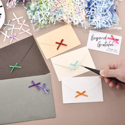 100Pcs 3mm Ribbons Mini Satin Ribbons Flowers Bows Ties Christmas Bowknot For DIY Craft Scrapbooking Embellishment Accessories