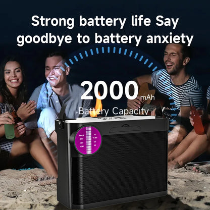 #LED Powerful Wireless Portable Dual Microphones Bluetooth 5.3 Speaker Hifi Stereo Family Party Karaoke Subwoofer Boombox gifts