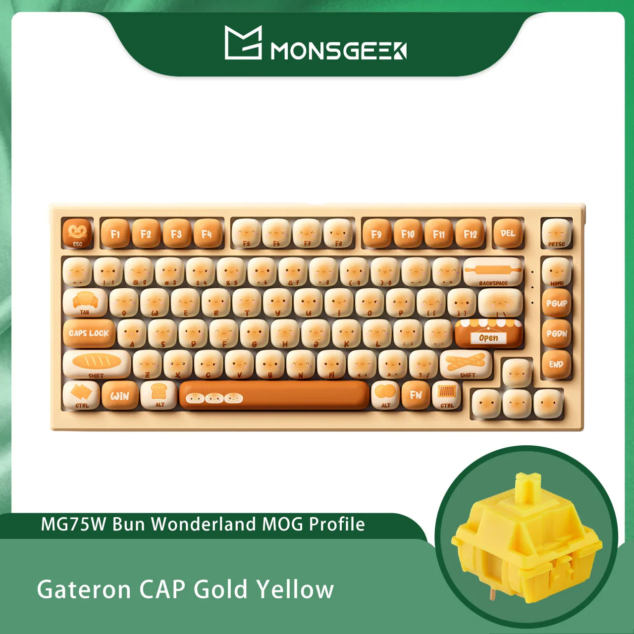 Akko MonsGeek MG75W Bun Wonderland Mechanical Keyboard 75% 83 Keys Hot Swap USB Type-C/2.4G Wireless Dual-mode Gaming Keyboard