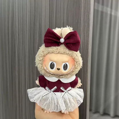 Labubu Doll Clothes Enamel Labu Cloth 17cm Doll Cute Dress-up Climbing Clothes Skirt Plush Toy Clothes