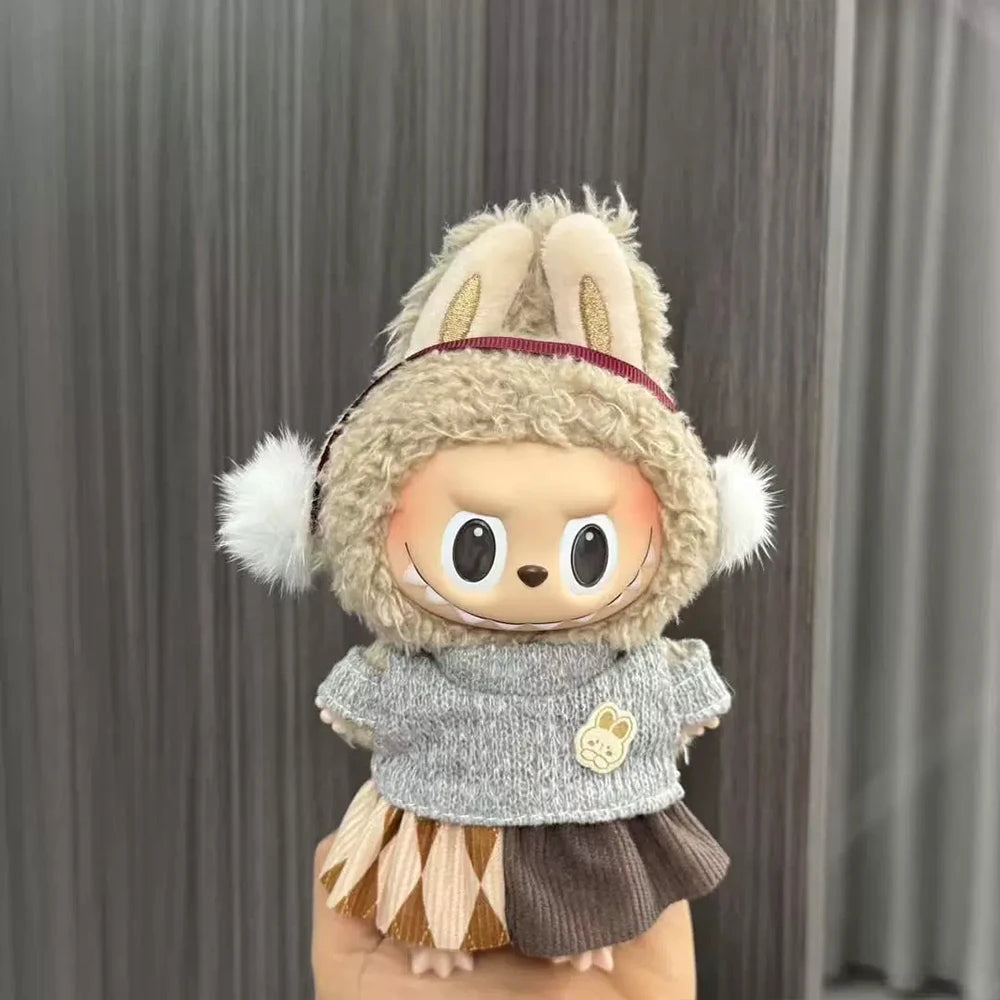 Labubu Doll Clothes Enamel Labu Cloth 17cm Doll Cute Dress-up Climbing Clothes Skirt Plush Toy Clothes