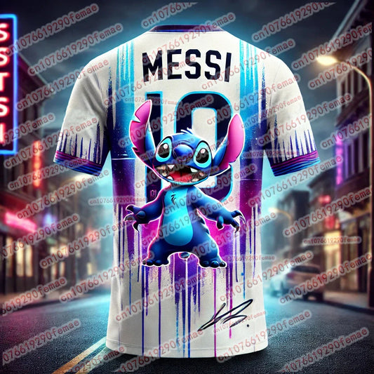 Stitch & Messi Collaboration T-Shirt – Cute & Stylish Comfortable Summer Jersey for Kids & Adults, Boys & Girls