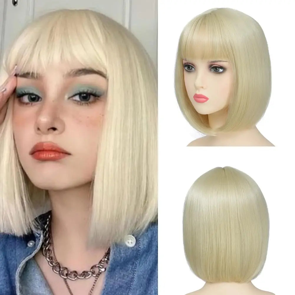 Perruque synthétique multicolore arc-en-ciel pour fêtes quotidiennes, perruque cosplay Halloween, perruque coiffure bob, couvre-chef